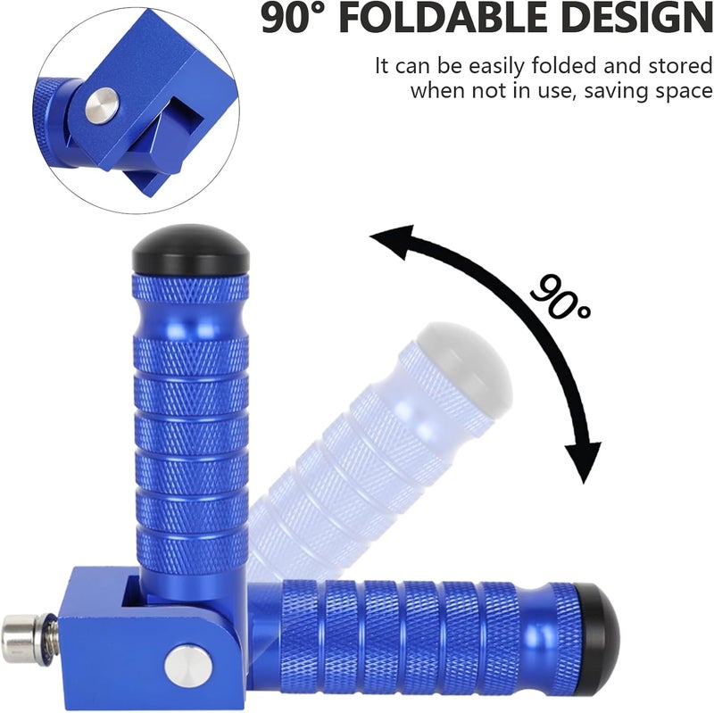 MOCODUO Motorcycle M8 Universal Foot Pegs CNC Foldable & Anti-Skid 90 Degree Motorbike Pegs Fits for Super 73, Motorcycle, Bicycle, Mini Bike, Electric Motor, ATVs, UTVs, Go Karts, Quads, Scooters Blue - Image 3